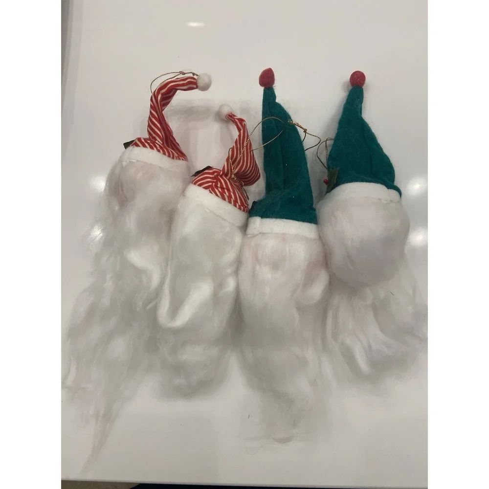 Vintage Soft Furry Beard Jolly Santa Claus Doll Face Christmas Holiday Ornament